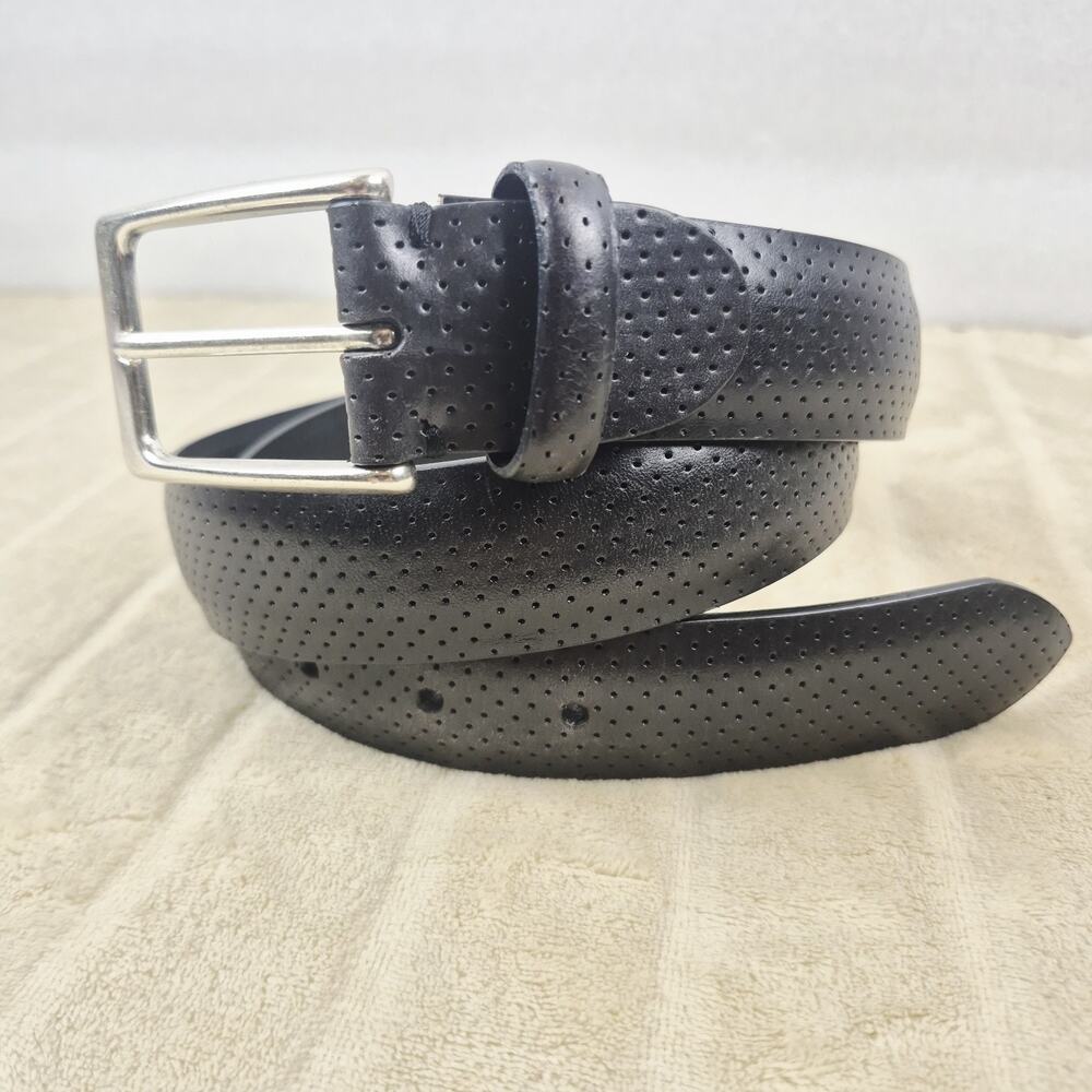 Paolo Vitale Black Genuine Leather Belt Handmade In Italy size 90cm US L 34-36